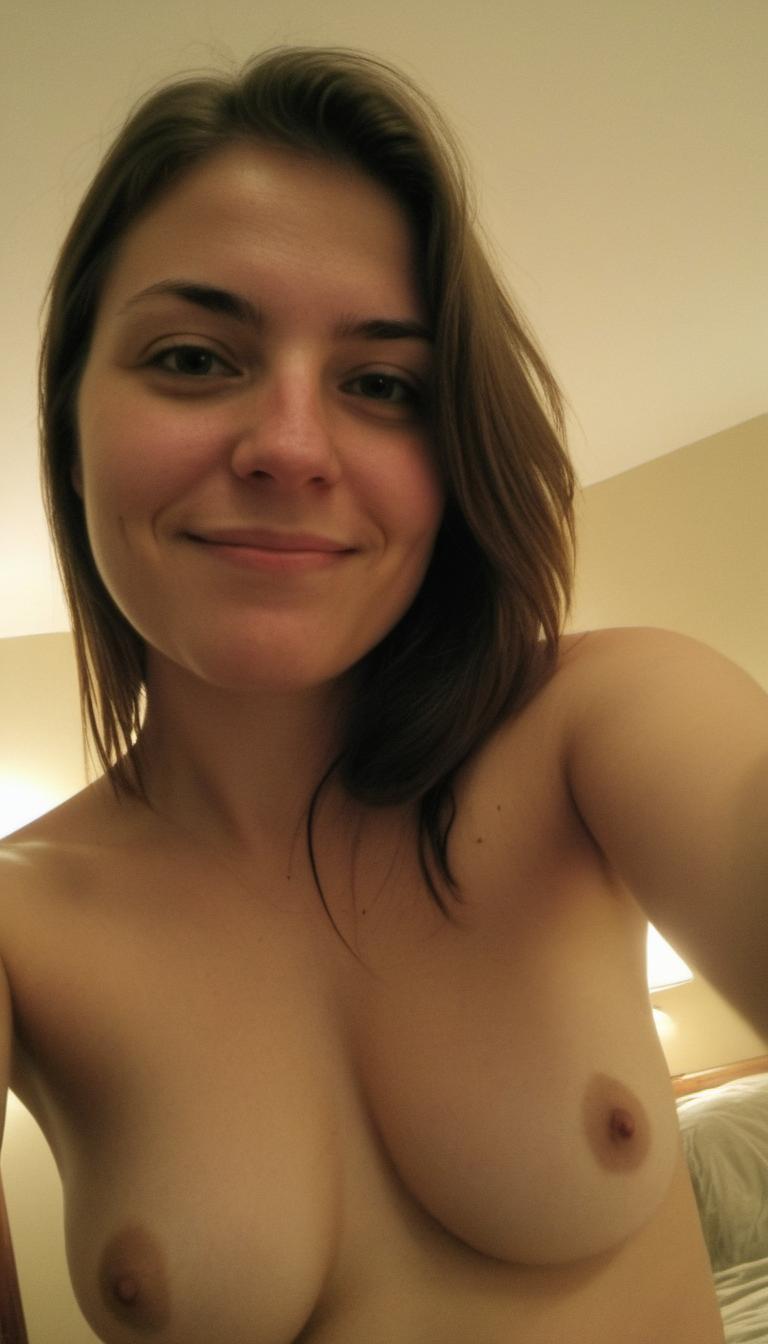 AI-roasted photo: the hotel lamp is working overtime trying to compete with that smile, soft lighting won